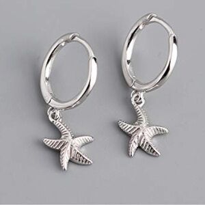 Exquisite 925 Sterling Silver Starfish Hoop Earrings